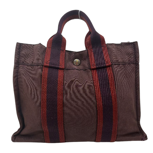 Hermès Herbag Cabas Burgundy Canvas Tote Bag