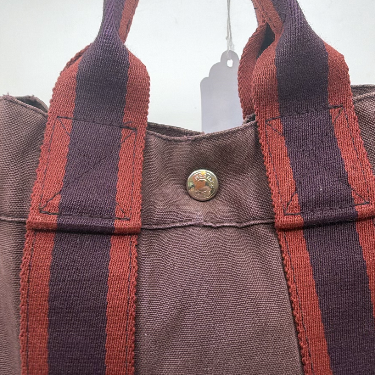 Hermès Herbag Cabas Burgundy Canvas Tote Bag