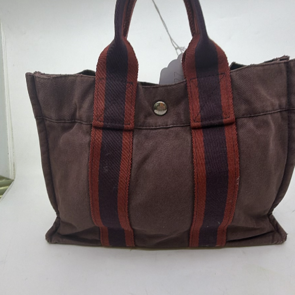 Hermès Herbag Cabas Burgundy Canvas Tote Bag