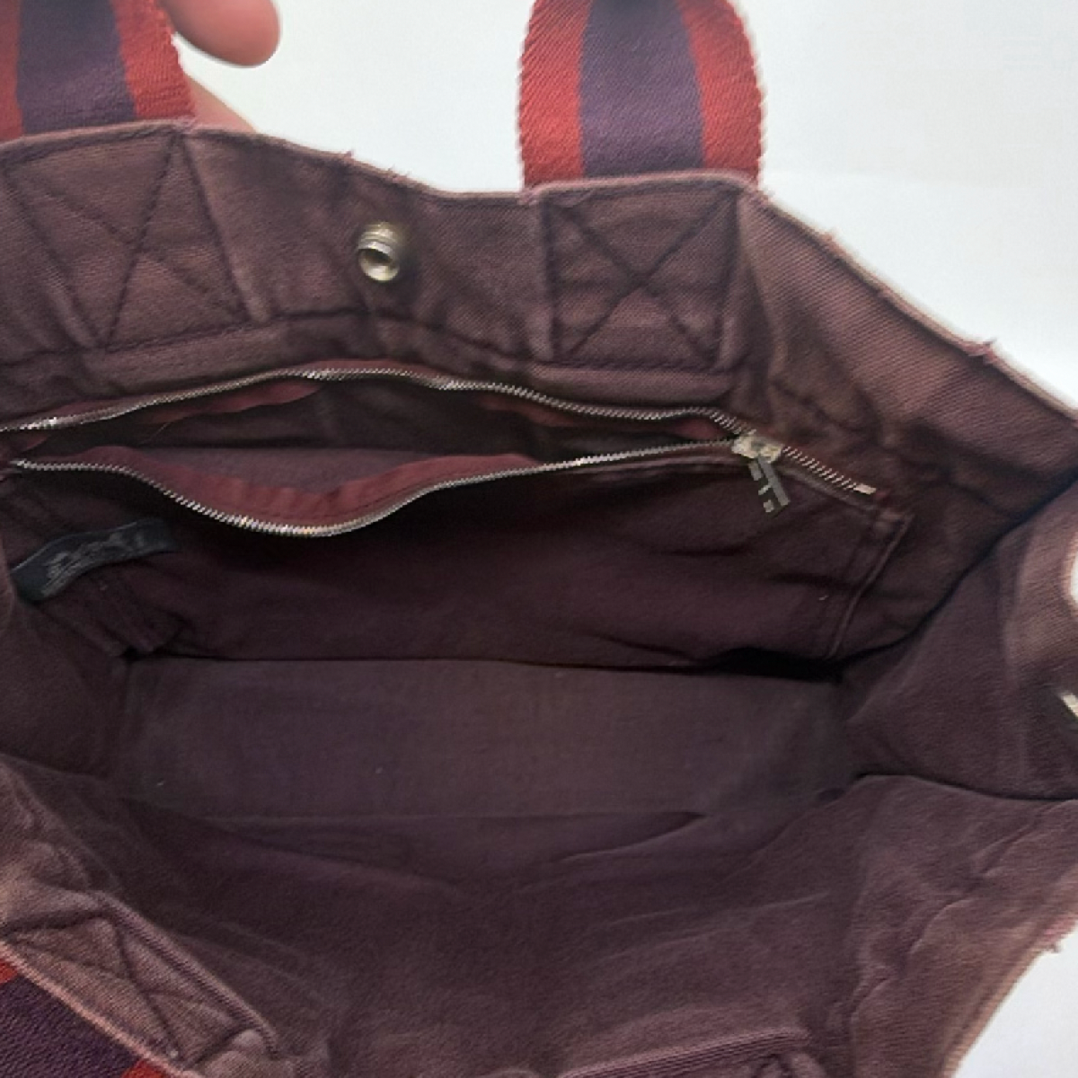 Hermès Herbag Cabas Burgundy Canvas Tote Bag