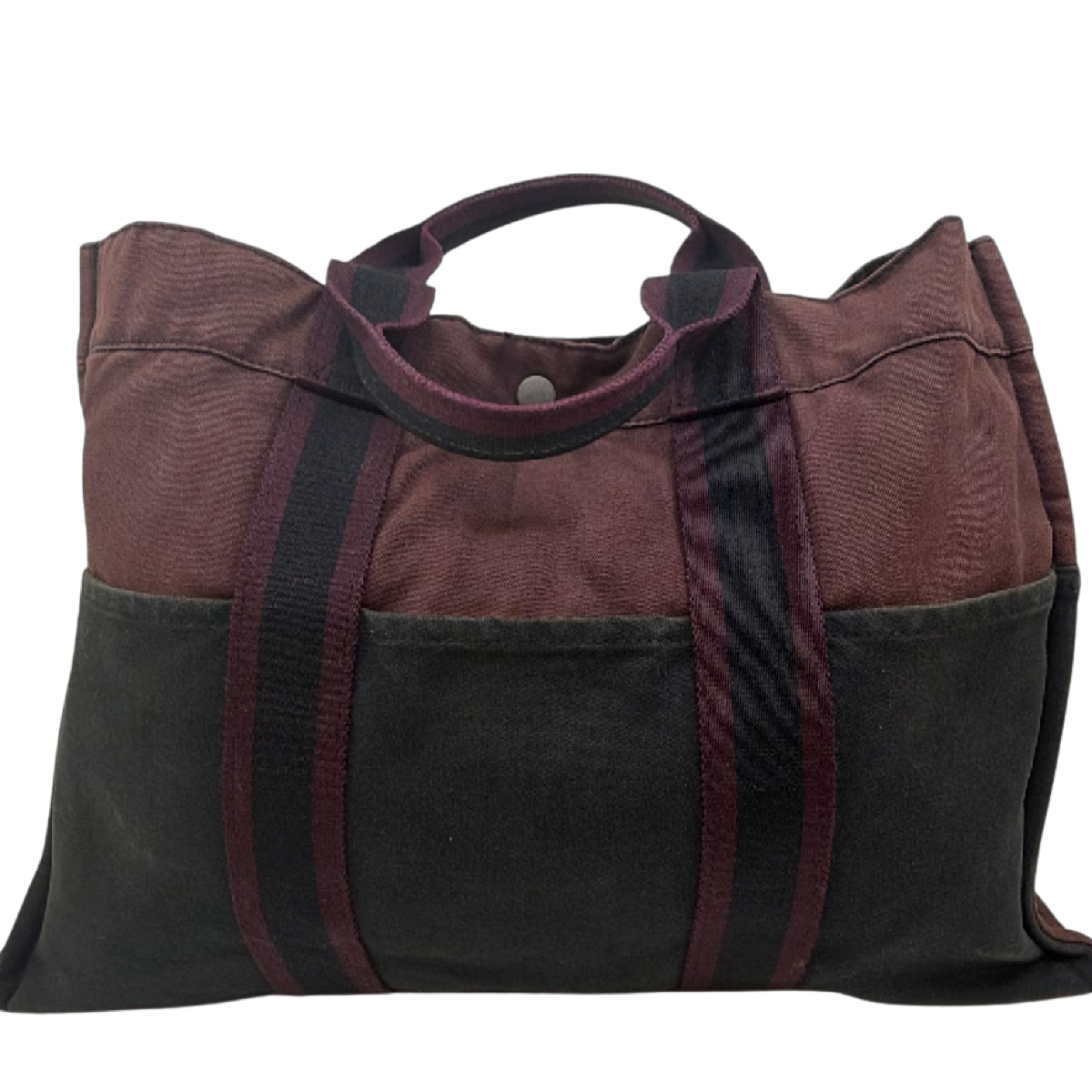 Hermès Herbag Cabas Burgundy Canvas Tote Bag