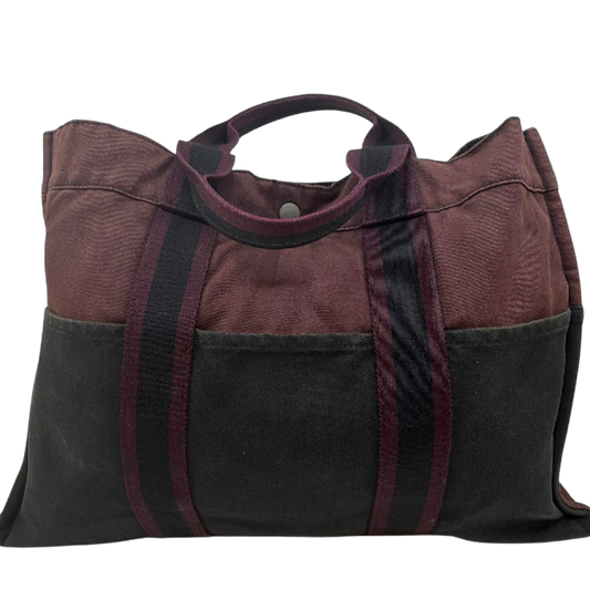 Hermès Herbag Cabas Burgundy Canvas Tote Bag
