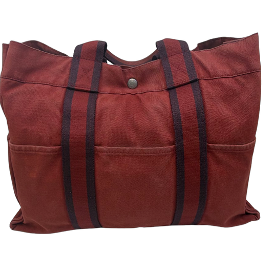 Hermès Garden Party Red Canvas Tote Bag