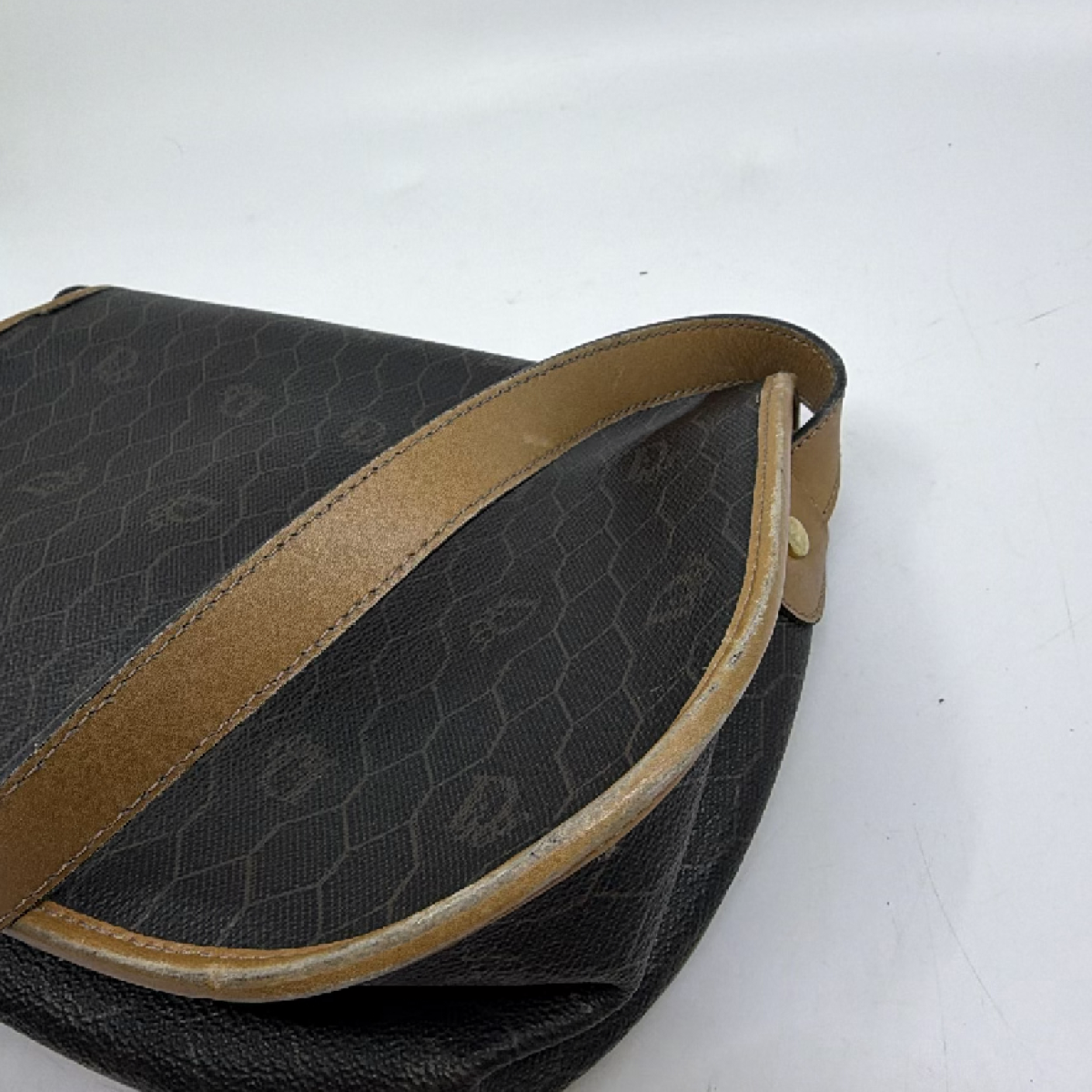 Dior Honeycomb Saddle Flap Brown Coated Canvas Shoulder Bag