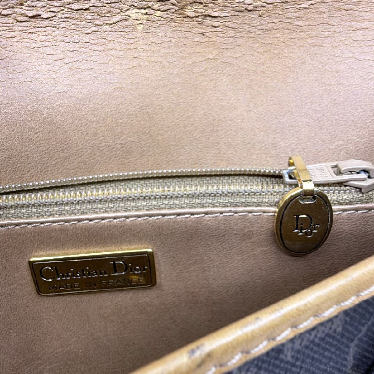 Dior Honeycomb Saddle Flap Brown Coated Canvas Shoulder Bag