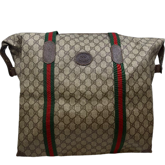 Gucci GG Supreme Web Stripe Beige Tote Bag