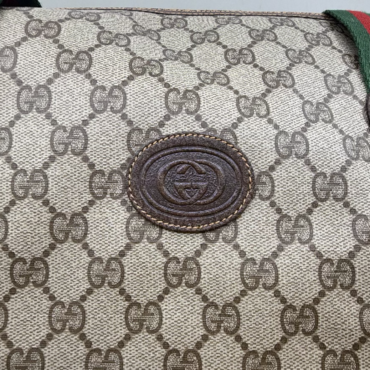 Gucci GG Supreme Web Stripe Beige Tote Bag