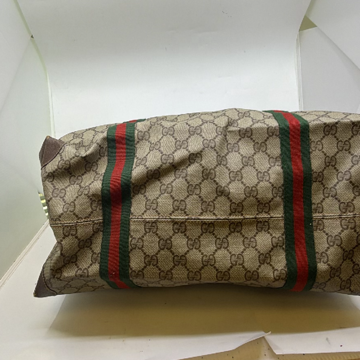 Gucci GG Supreme Web Stripe Beige Tote Bag