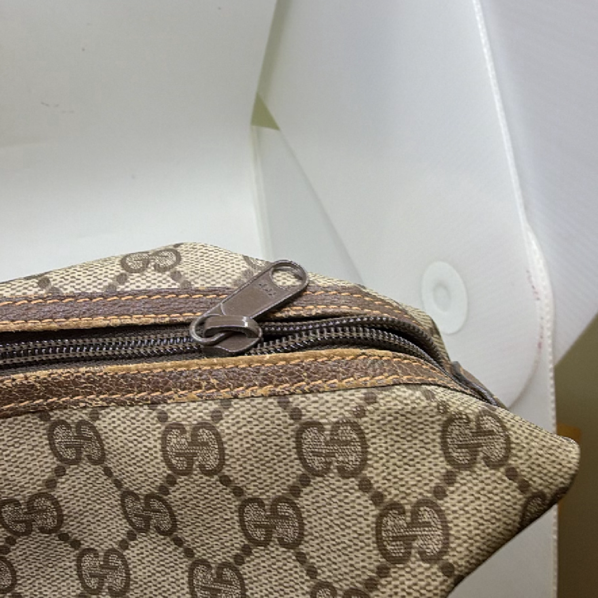 Gucci GG Supreme Web Stripe Beige Tote Bag