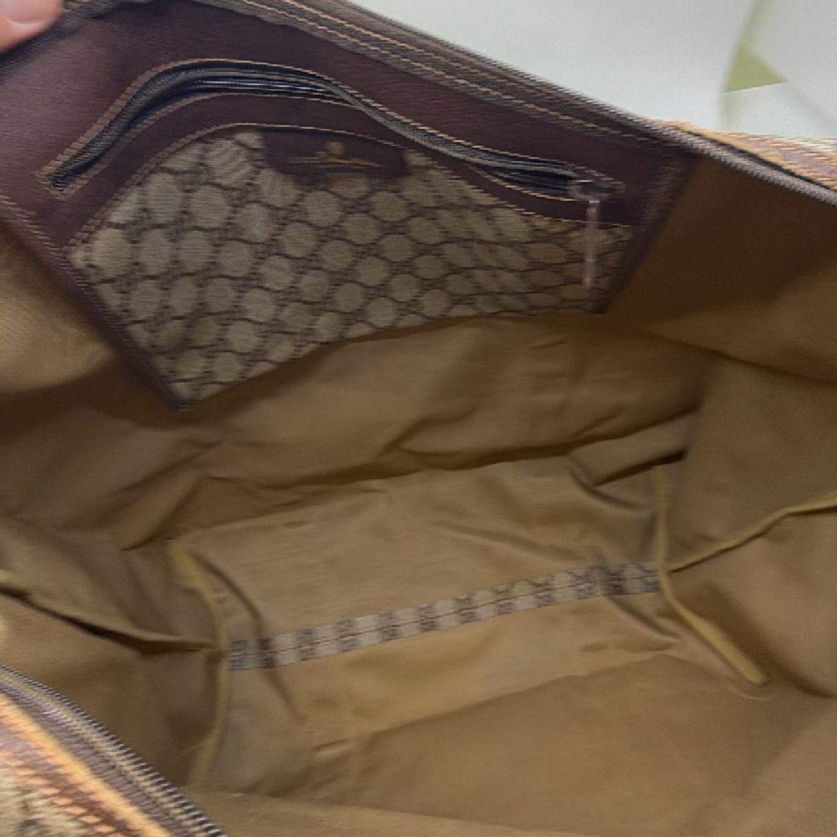 Gucci GG Supreme Web Stripe Beige Tote Bag