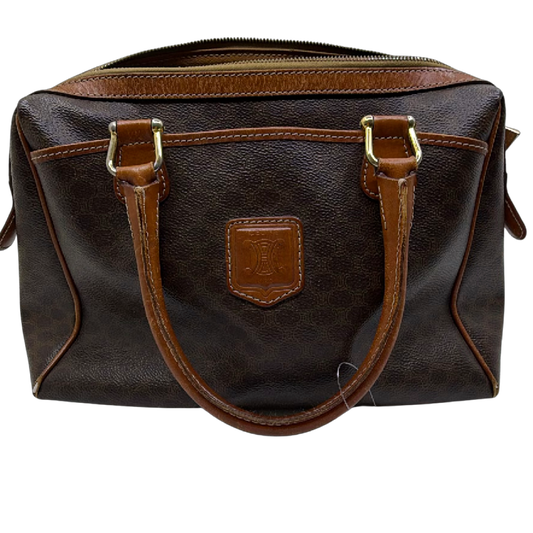 Celine Boston Bag Brown Triomphe Canvas Handbag
