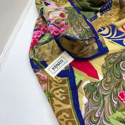 Kenzo Eclectic Print Multi-color Silk Scarf