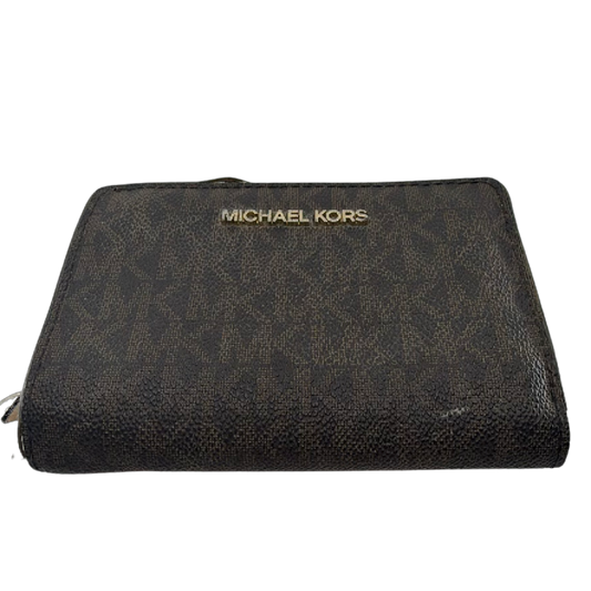 Michael Kors Compact Brown Monogram Coated Canvas Wallet