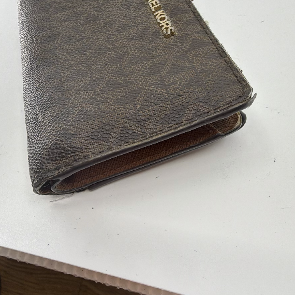 Michael Kors Compact Brown Monogram Coated Canvas Wallet