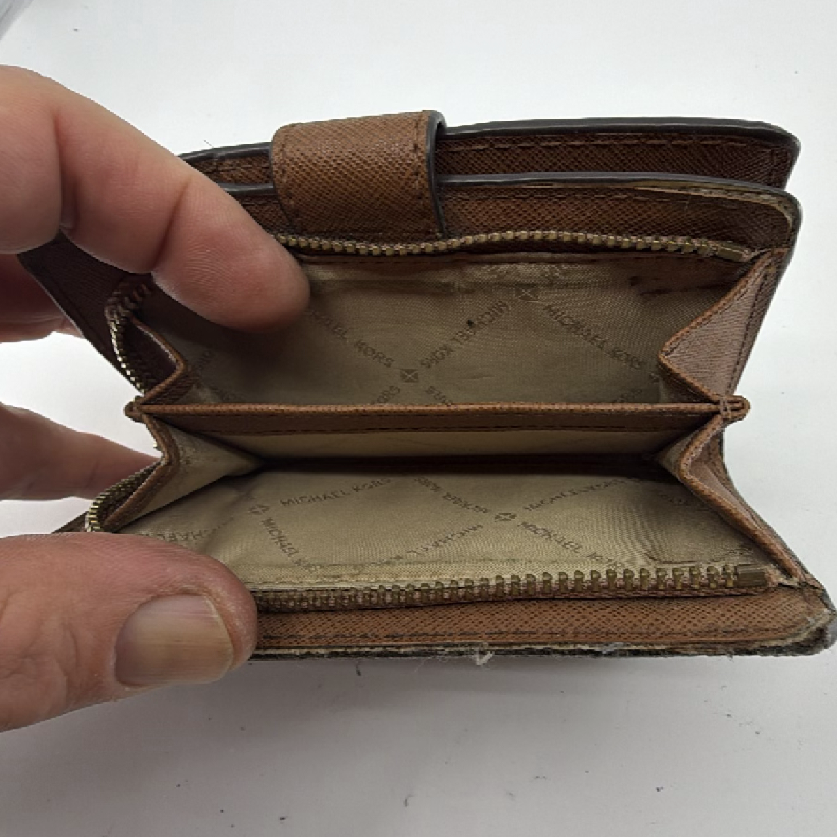 Michael Kors Compact Brown Monogram Coated Canvas Wallet
