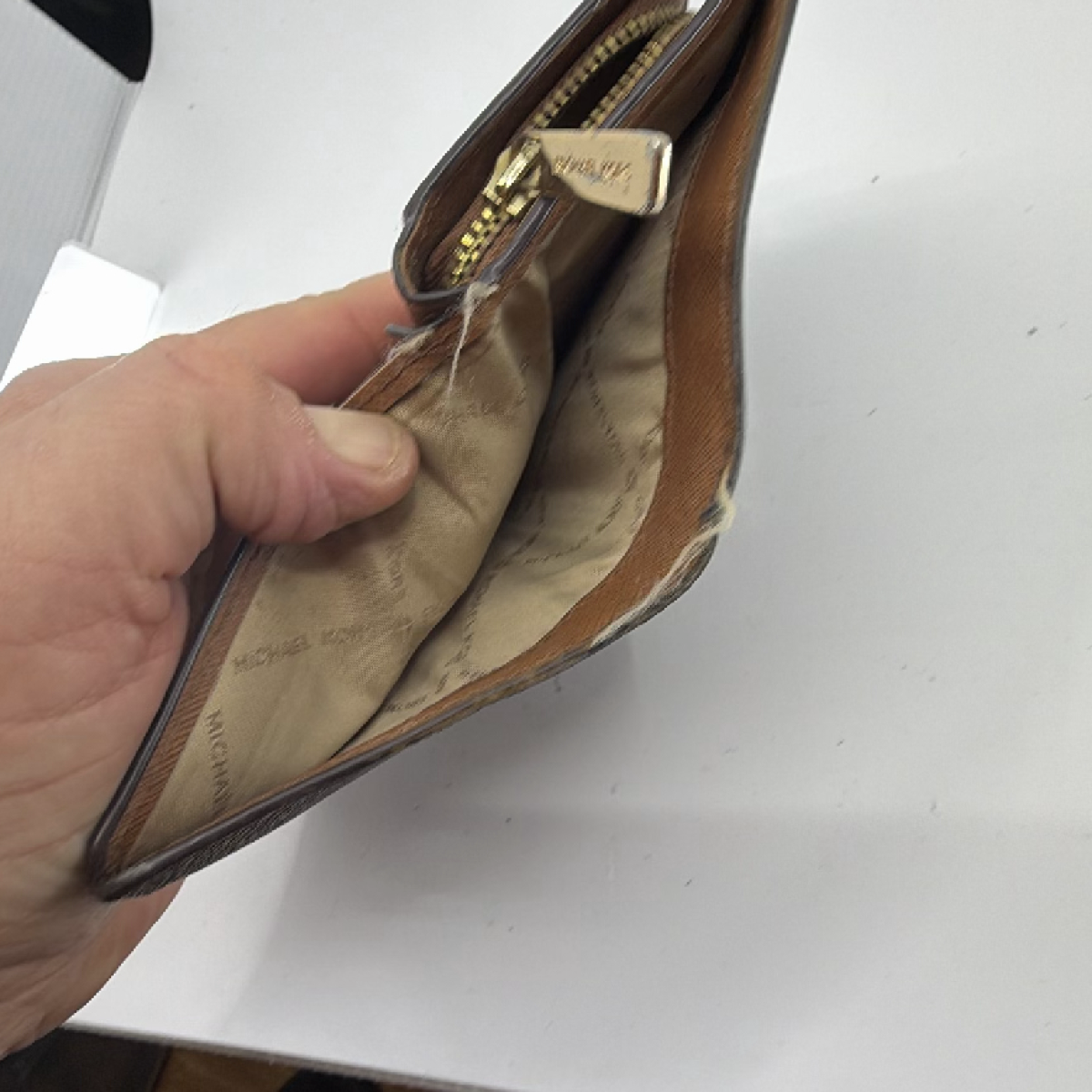 Michael Kors Compact Brown Monogram Coated Canvas Wallet