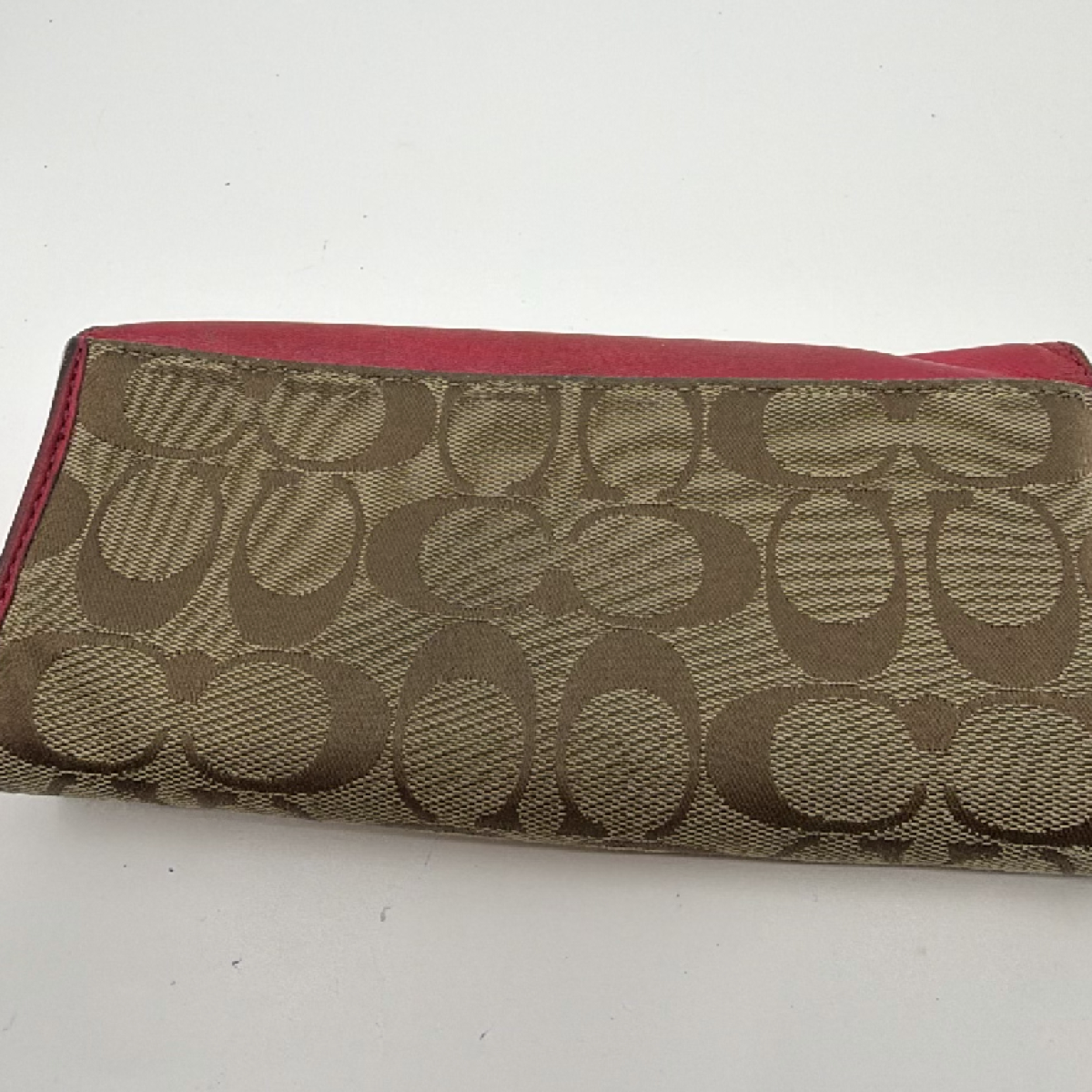 Coach Signature C Flap Red Canvas Leather Wallet