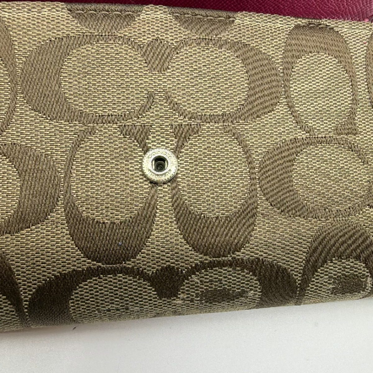 Coach Signature C Flap Red Canvas Leather Wallet