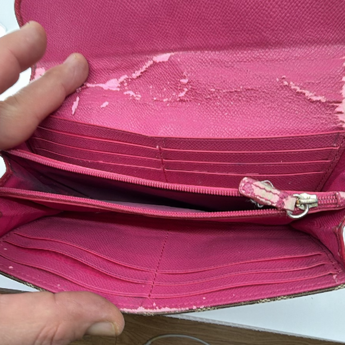 Coach Signature C Flap Red Canvas Leather Wallet