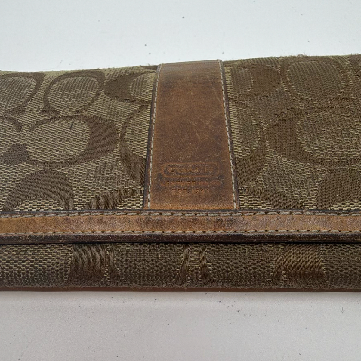 Coach Signature C Canvas Brown Flap Wallet