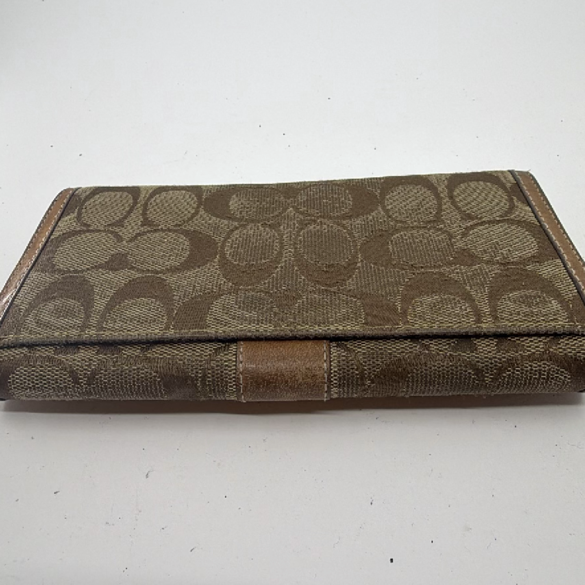 Coach Signature C Canvas Brown Flap Wallet