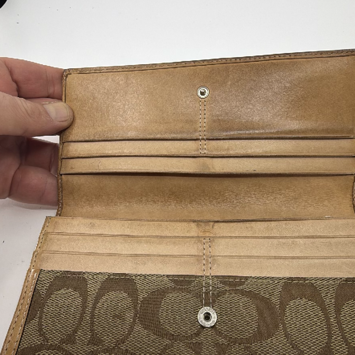 Coach Signature C Canvas Brown Flap Wallet
