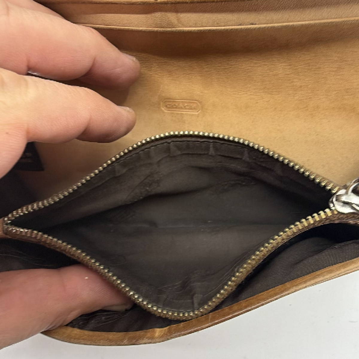 Coach Signature C Canvas Brown Flap Wallet