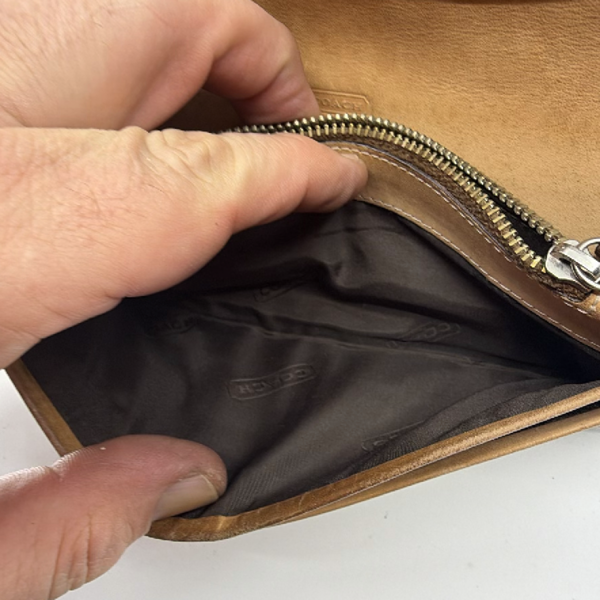 Coach Signature C Canvas Brown Flap Wallet