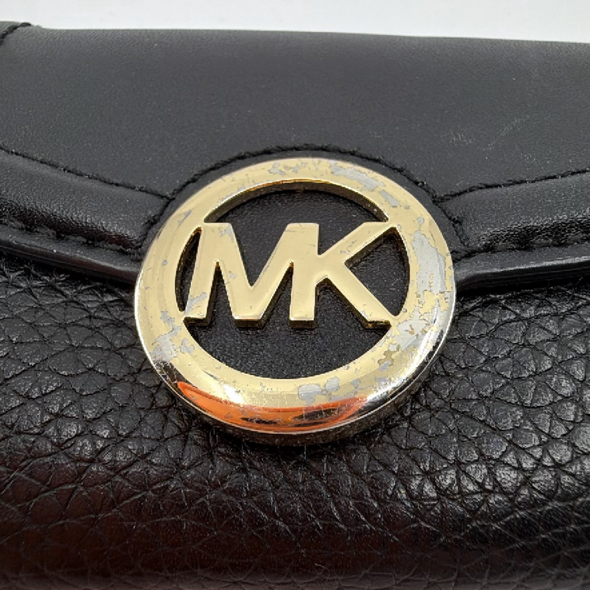 Michael Kors Black Pebbled Leather Key Case