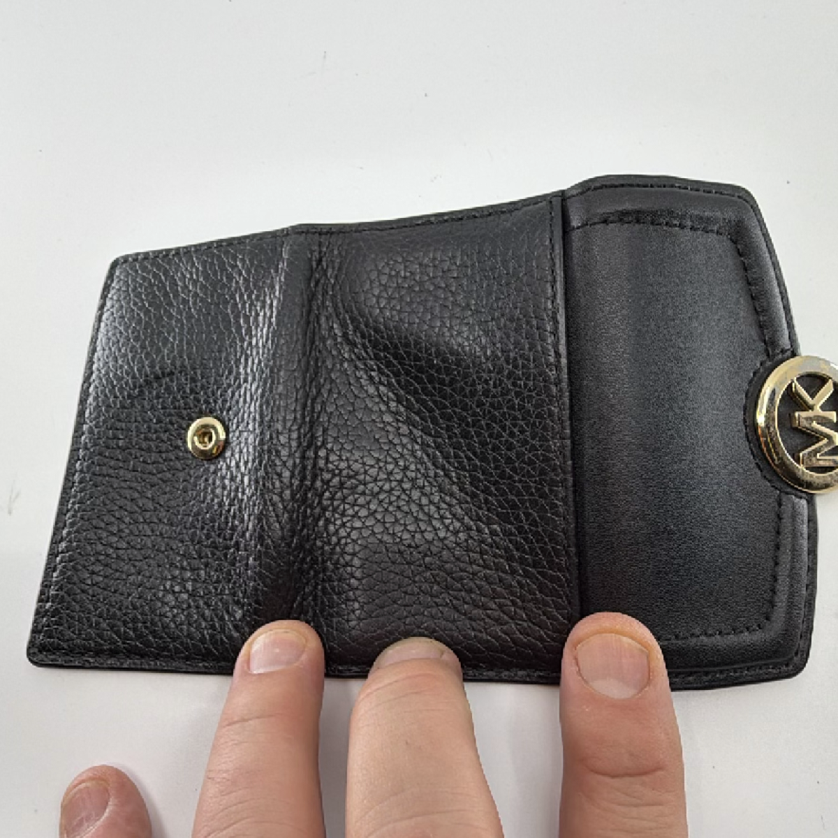 Michael Kors Black Pebbled Leather Key Case