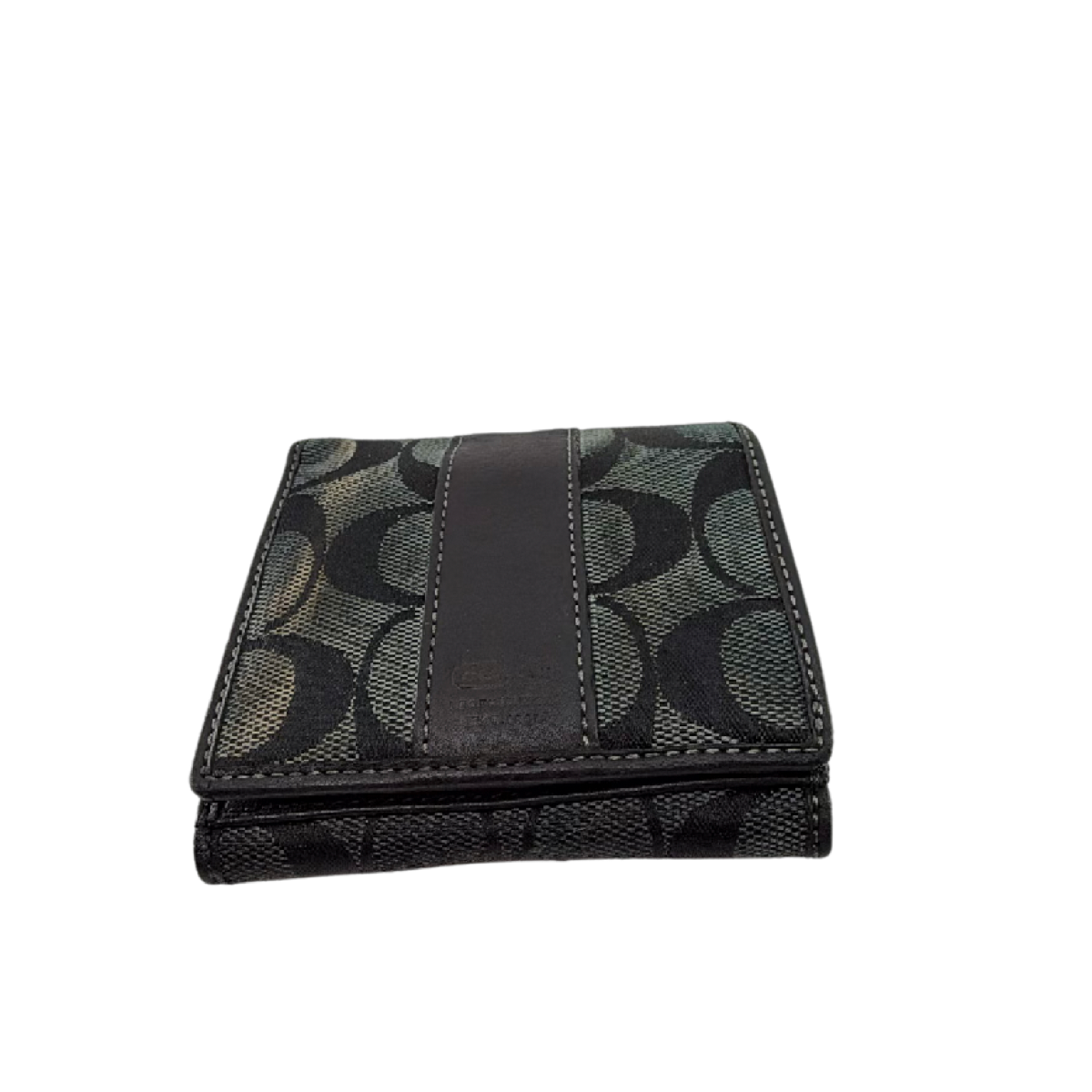 Coach Compact Black Signature C Canvas Wallet