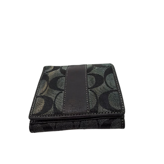 Coach Compact Black Signature C Canvas Wallet