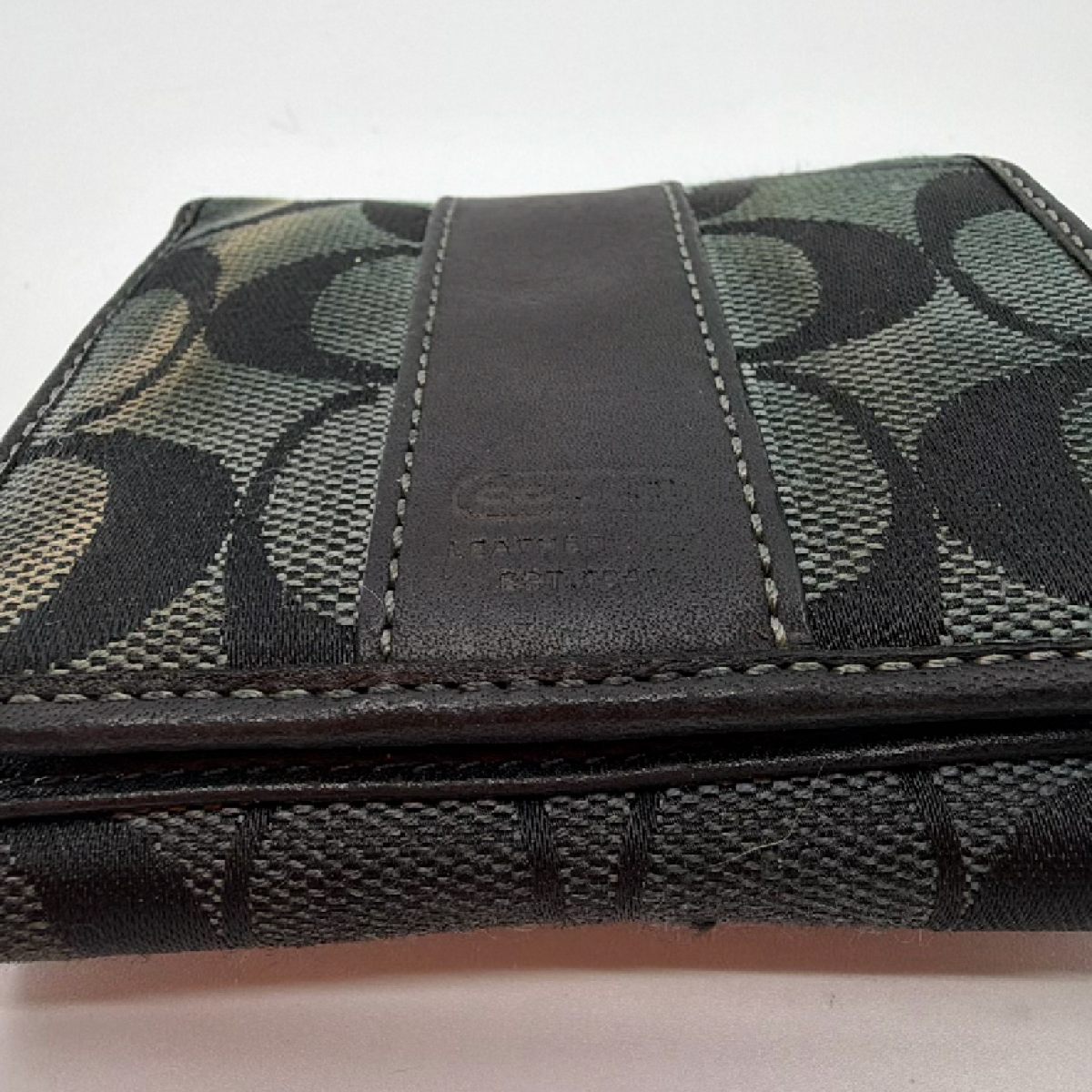 Coach Compact Black Signature C Canvas Wallet