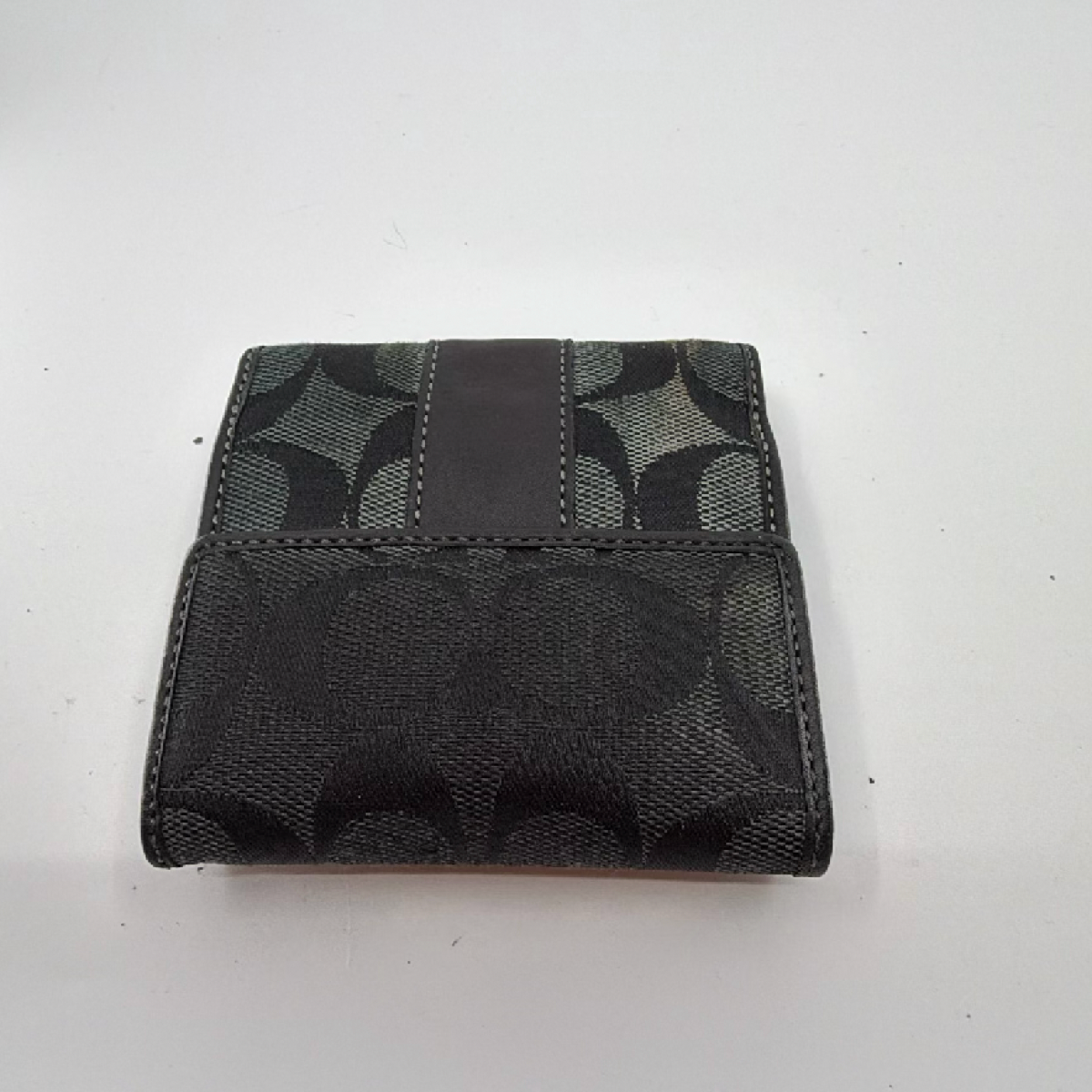 Coach Compact Black Signature C Canvas Wallet