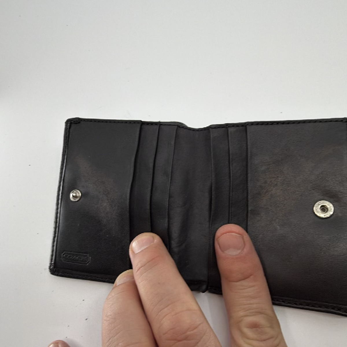 Coach Compact Black Signature C Canvas Wallet