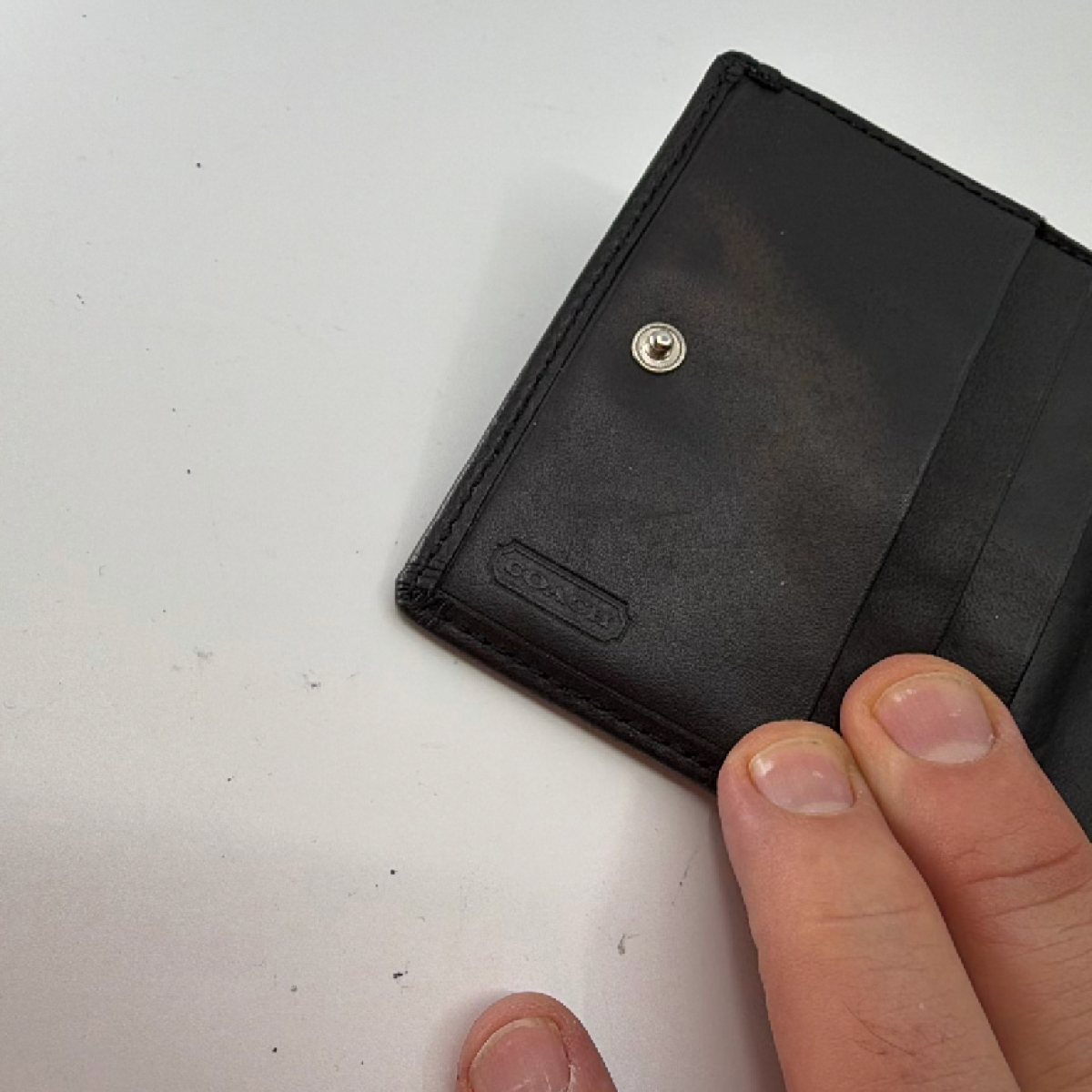 Coach Compact Black Signature C Canvas Wallet