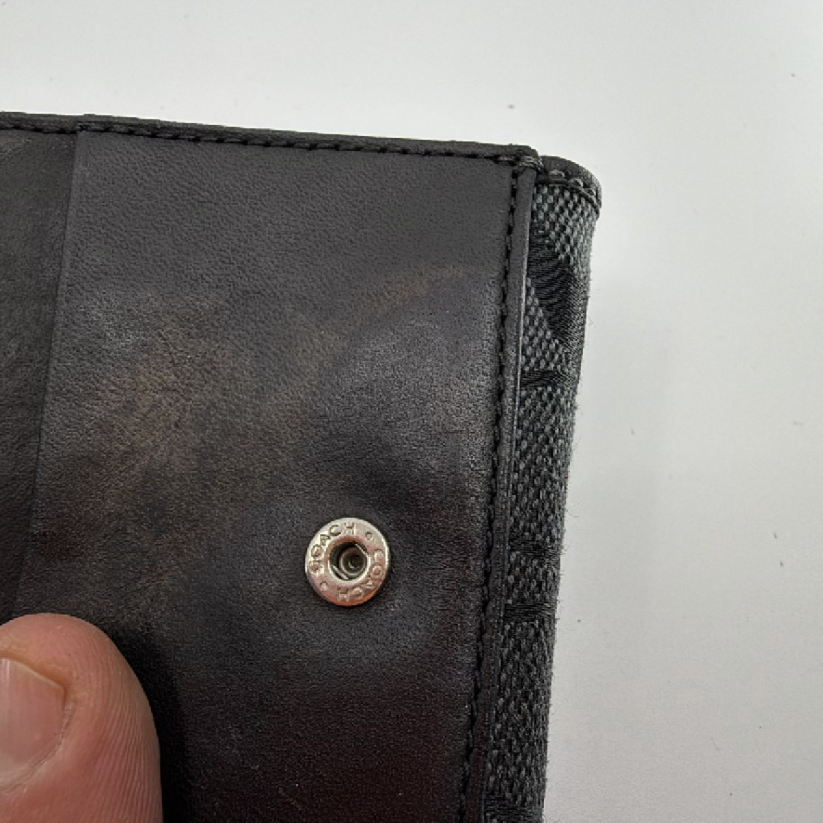 Coach Compact Black Signature C Canvas Wallet