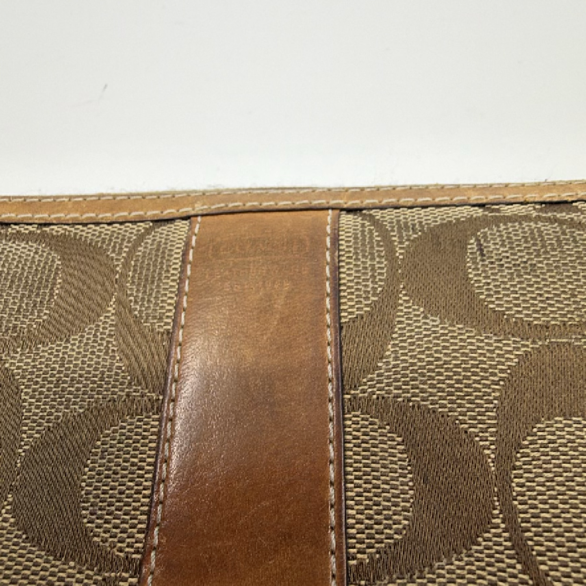 Coach Zip Around Brown Signature C Canvas Leather Wallet