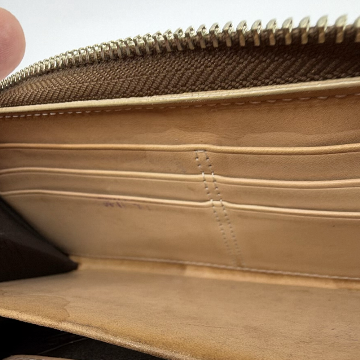 Coach Zip Around Brown Signature C Canvas Leather Wallet