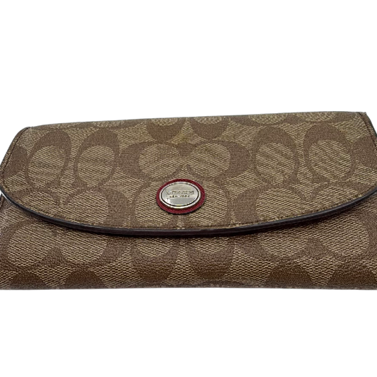 Coach Signature C Flap Brown Coated Canvas Wallet