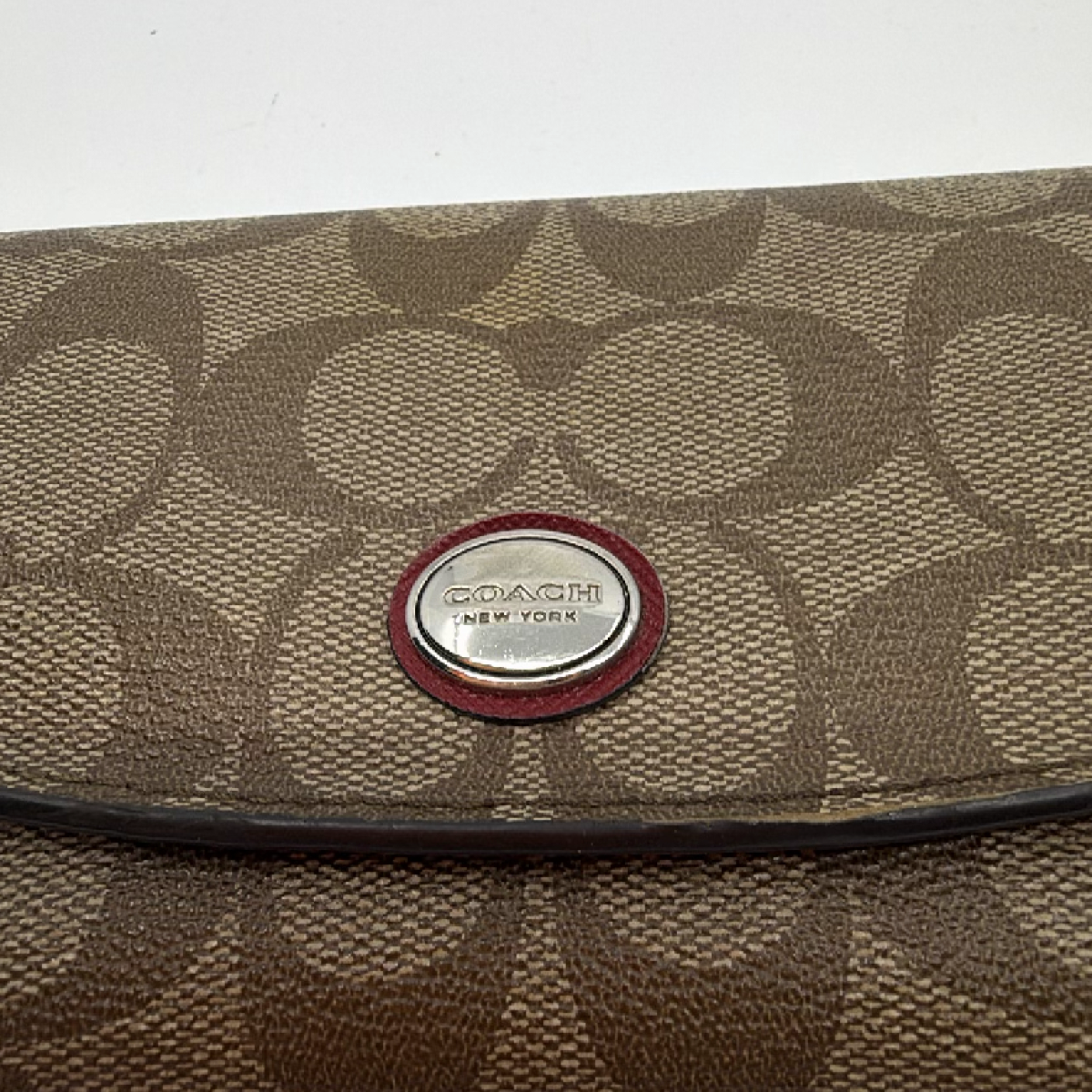 Coach Signature C Flap Brown Coated Canvas Wallet