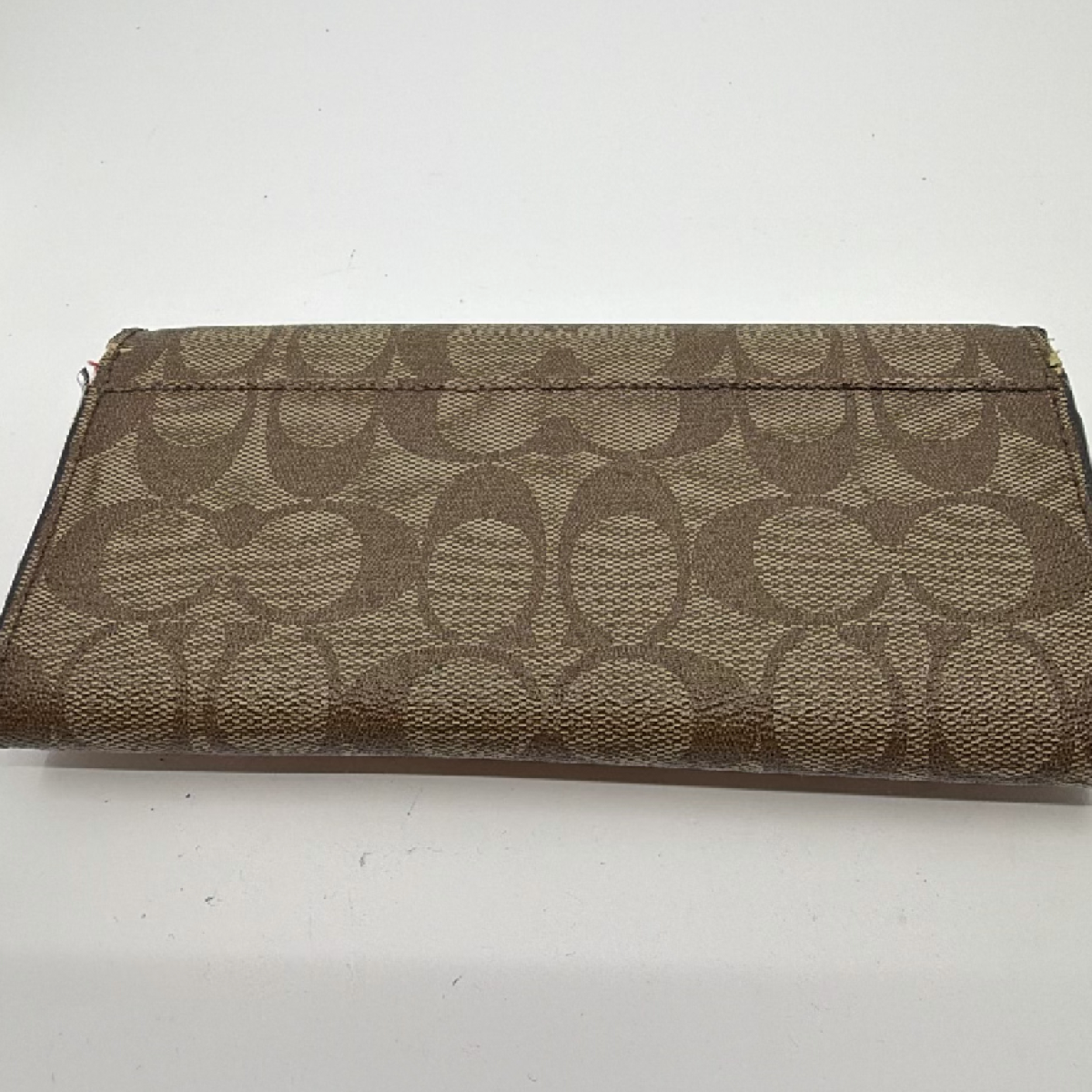 Coach Signature C Flap Brown Coated Canvas Wallet