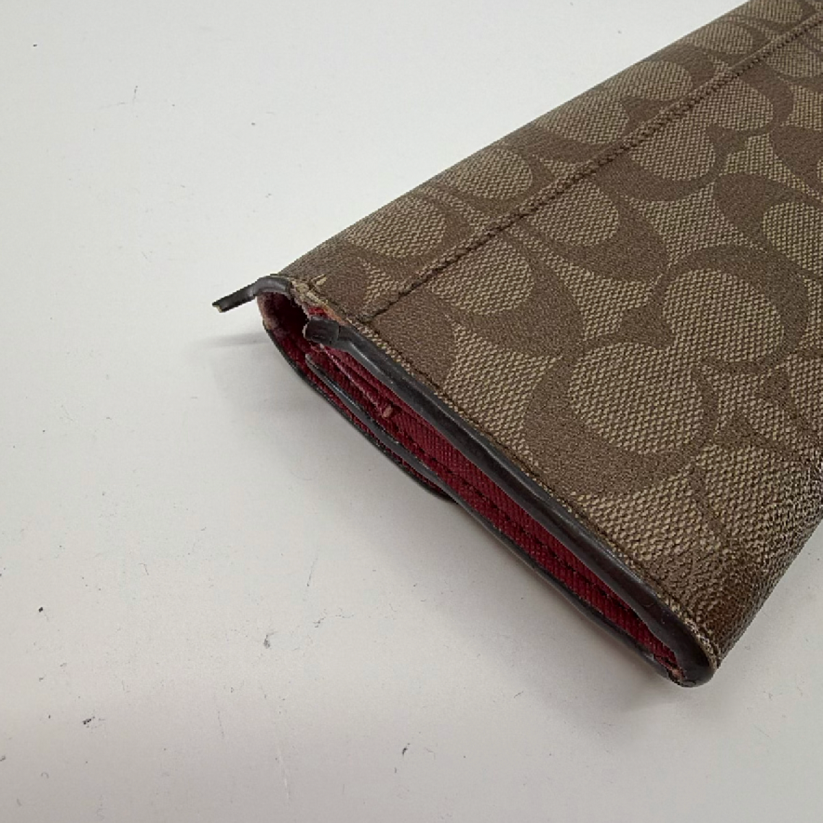 Coach Signature C Flap Brown Coated Canvas Wallet
