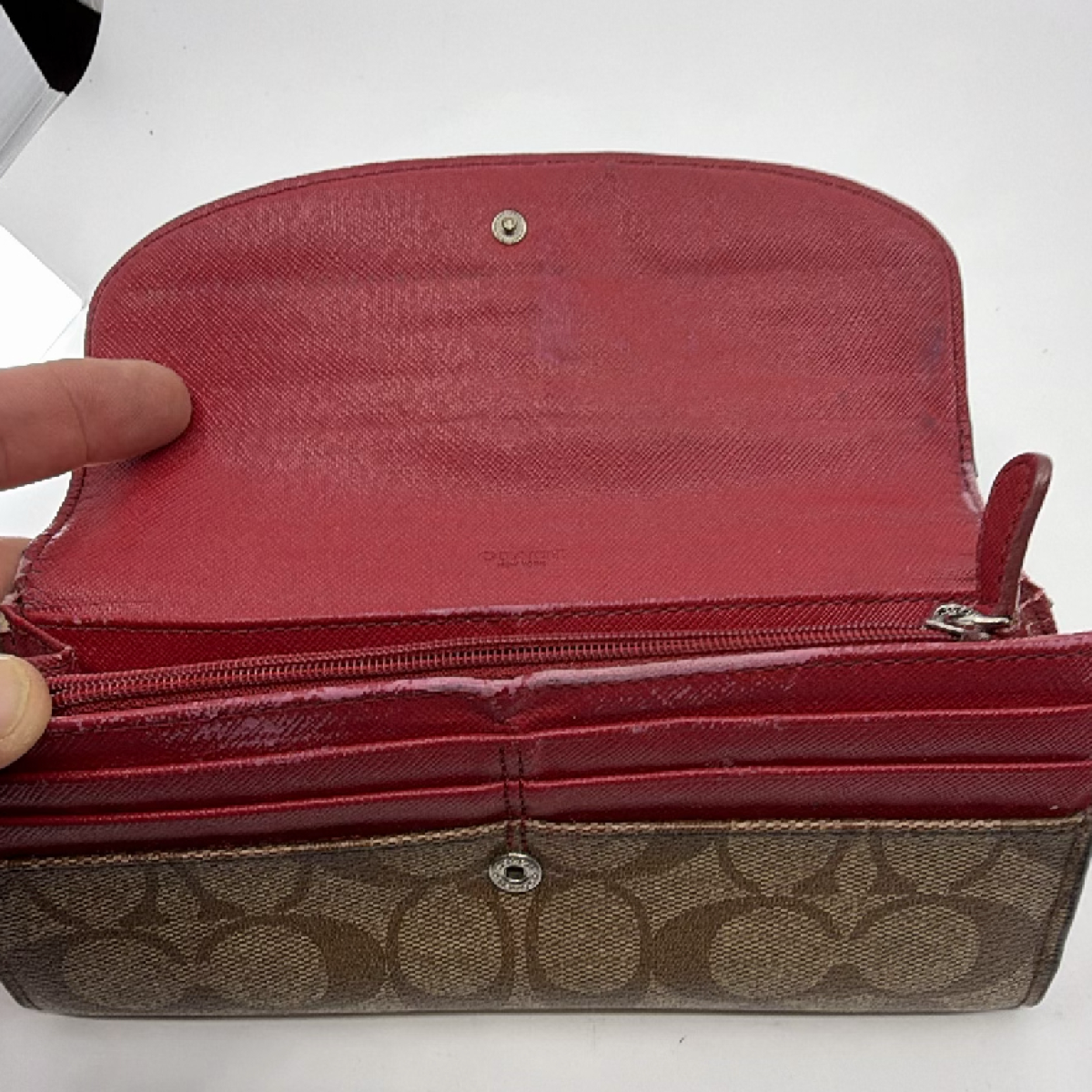 Coach Signature C Flap Brown Coated Canvas Wallet