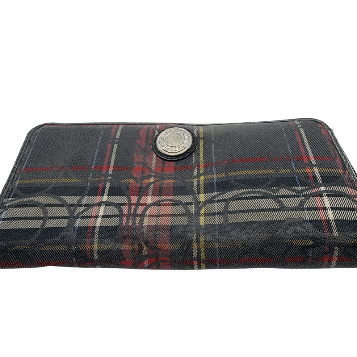 Coach Signature C Plaid Black Coated Canvas Wallet