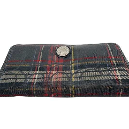 Coach Signature C Plaid Black Coated Canvas Wallet