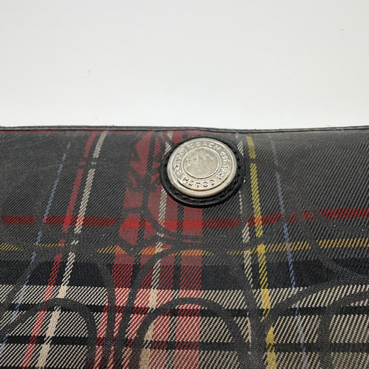 Coach Signature C Plaid Black Coated Canvas Wallet
