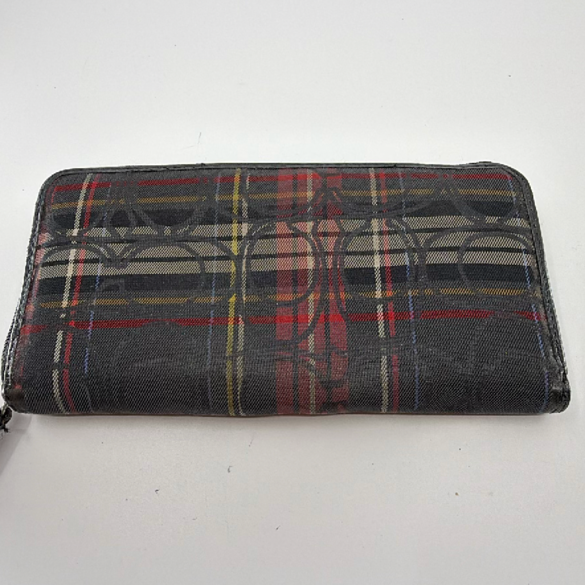 Coach Signature C Plaid Black Coated Canvas Wallet