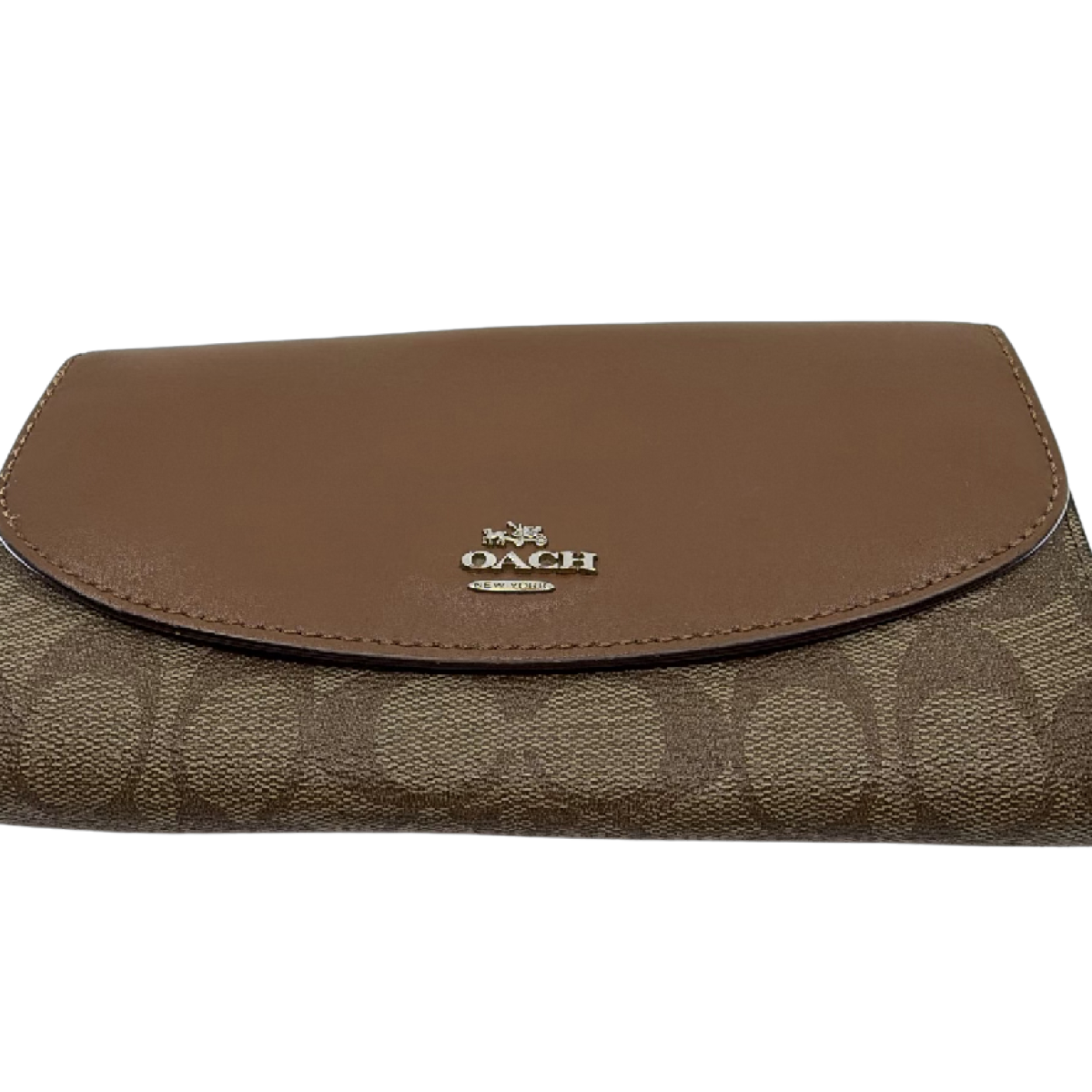 Coach Continental Flap Brown Signature Canvas Wallet