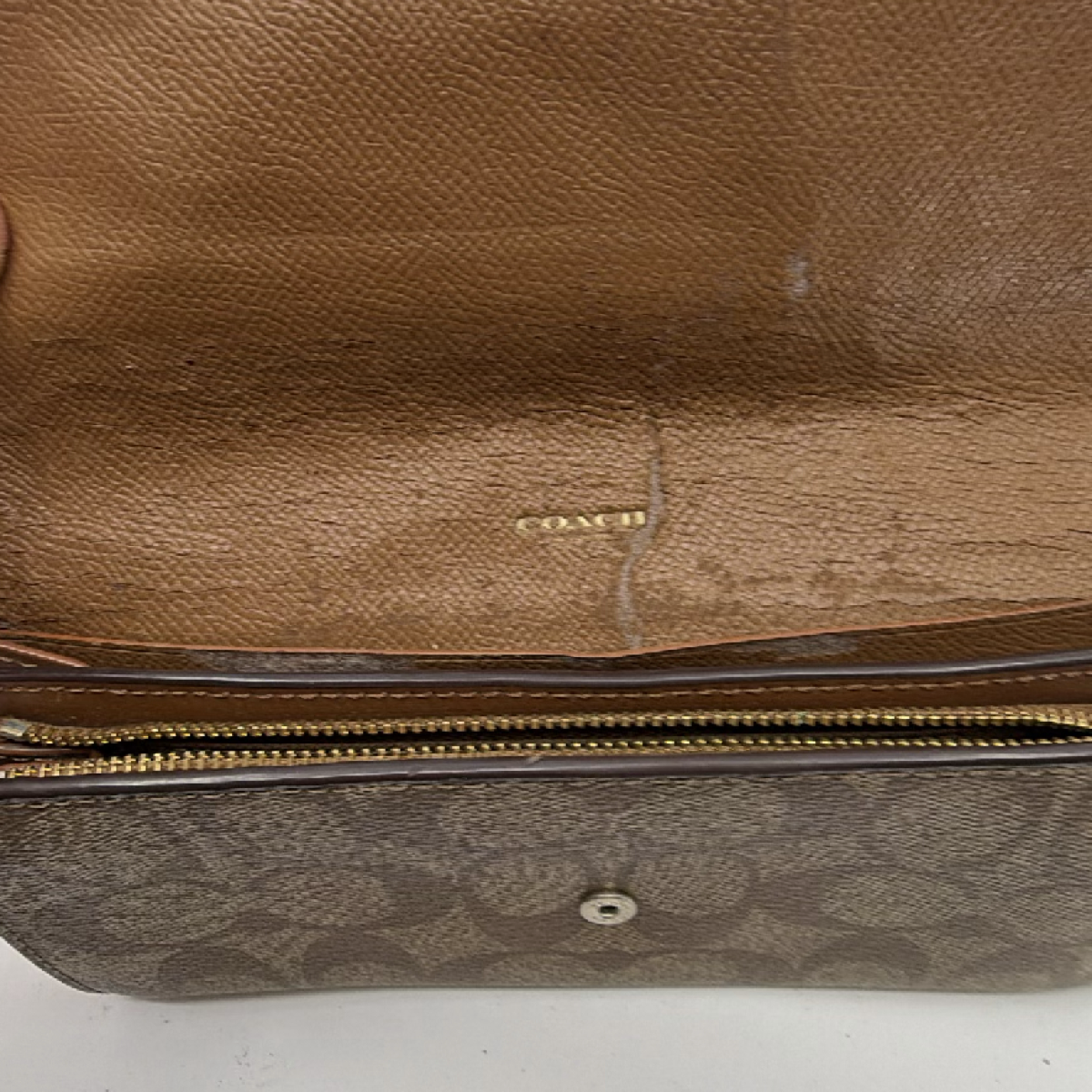 Coach Continental Flap Brown Signature Canvas Wallet